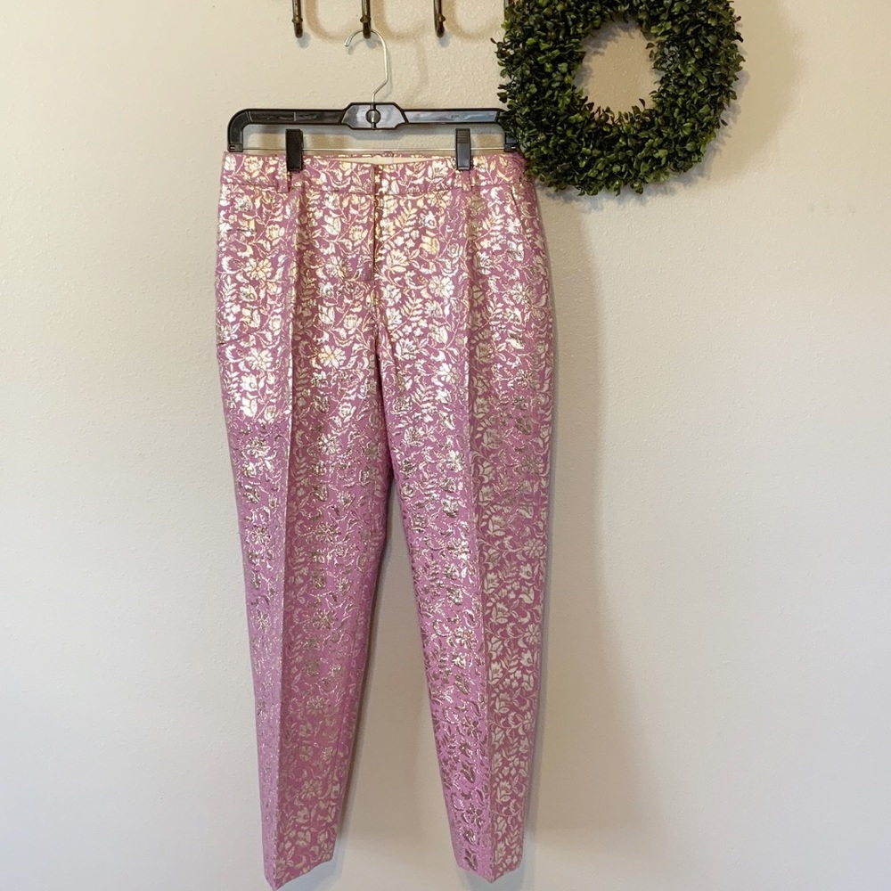 J.Crew Purple Collection Gilded Brocade Pants Sz 2